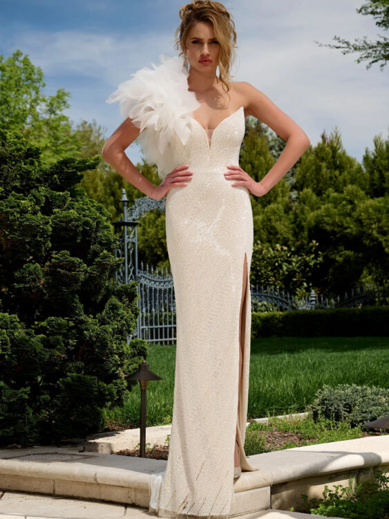 Вечернее платье Jovani 39617 — оттенок айвори-нюд